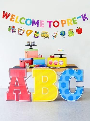 Welcome to PRE-K Banner - Back to School Decorations Supplies for Preschool - First Day Banner thumbnail 3