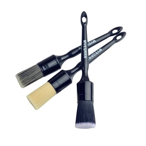 MVEQRRN 3pcs Car Detailing Brush Set-1pcs Boars Hair Car Detailing Brushes,1pcs Ultra Soft No Scratch Detailing Brush for Air Vent,Leather Seat 1pcs Detail Brushes car Detailing for Interior Exterior - Image 1