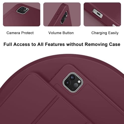 ZryXal iPad Pro 11 Inch Case (M5) 2025/ (M4) 2024 (Model: A2836/A2837/A3006), Trifold Stand Smart Cover with Pencil Holder and Soft TPU Back, Auto Wake/Sleep (Wine) thumbnail 3