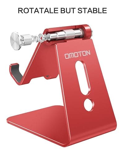 OMOTON Adjustable Cell Phone Stand, C2 Aluminum Desktop Phone Holder Dock Compatible with iPhone 15 14 13 Xs XR 8 Plus 7 6, Samsung Galaxy, Google Pixel, Android Phones, Red thumbnail 5