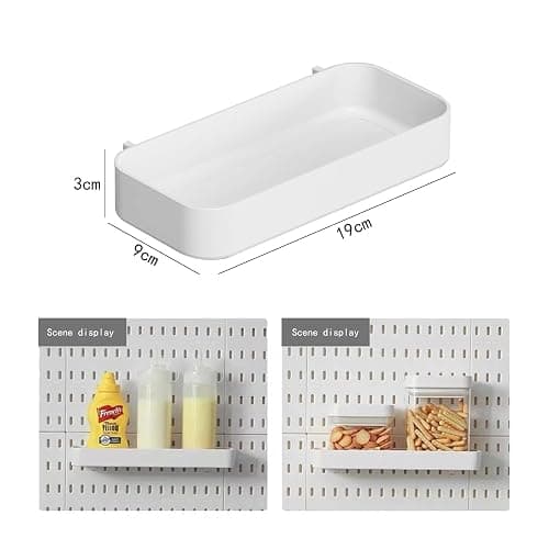 Chris.W 2Pack Pegboard Trays & Bins - White Pegboard Shelf & Spice Holder (7.5" x 3.5" x 1.2") - Compatible with IKEA Skadis thumbnail 3