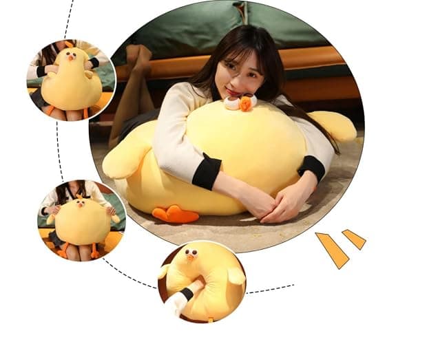 Maomoto Funny Fat Chicken Plush Pillow, Super Soft Mother Hen Doll, Cute Chicken Neck Pillow, Yellow Plush Stuffed Animal for Boys & Girls Festival Gifts thumbnail 9