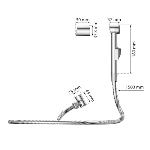 EISL DX25 Waschbeckenbrause, Handbrause für Küche, Bad, Waschküche oder Werkstatt, Waschbeckendusche, ideal zum Nachrüsten, Set mit Schlauch (150mm) und Adapter, Toilettenbrause, Chrom thumbnail 3