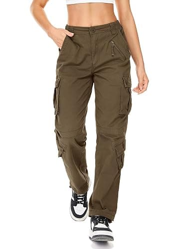 Jawtut Womens Cargo Pants Army Combat Work Pants with 8 Pockets Casual Cotton Ripstop Construction Pants - Image 1