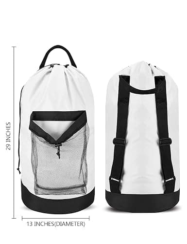Dalykate Backpack Laundry Bag, Laundry Backpack with Shoulder Straps and Mesh Pocket Durable Nylon Clothes Hamper Bag with Drawstring Closure for College, Travel, Laundromat, Apartment thumbnail 3