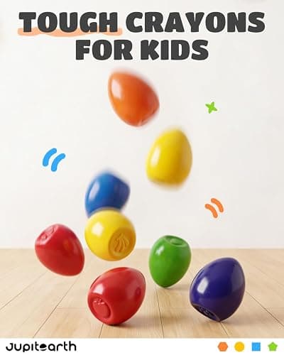 JUPITEARTH 12 Colors Egg Crayons for Toddlers 1-3, Palm-Grasp Non Toxic Jumbo Washable Crayons for Kids, Fat Brain Toys for Preschool Art Supplies and Perfect Easter Gifts for Boys and Girls thumbnail 6