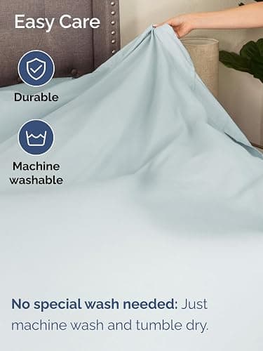 Extra Deep King Sheet Set - 6 Piece Breathable & Cooling Sheets - Hotel Luxury Bed Sheets Set - Easy & Secure Fit - Soft, Wrinkle Free & Comfy Sheets Set - Ice Blue Sheet Set with Extra Deep Pockets thumbnail 7