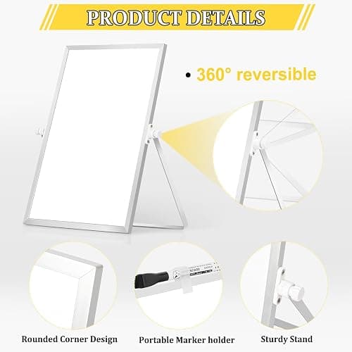 AMUSIGHT Dry Erase Magnetic White Board, 16" x 12" Double-Sided Desktop Whiteboard with Stand, Portable Small Whiteboard Set for Drawing, Office, Home, School thumbnail 4