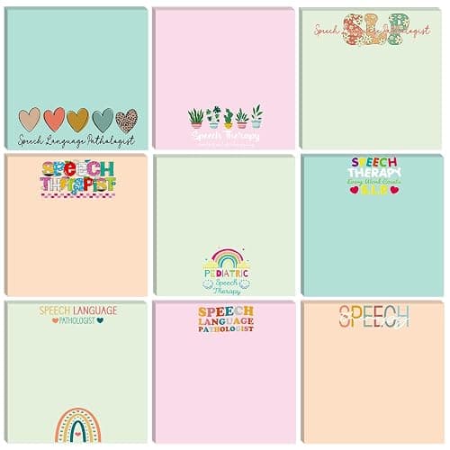 INCOK SLP Gifts Sticky Notes - 9 Pcs SLP Must Haves, Motivational Memo Note Pads for Noting Office School Supplies Thank You Speech Language Pathologist Gift for Coworkers Assistant Therapist Teacher - Image 1