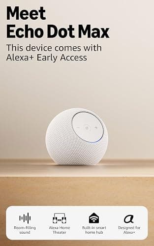 Amazon Echo Dot Max (newest model), Alexa speaker with rich room-filling sound that automatically adapts to your space, smart home hub, and Alexa + Early Access, Glacier White thumbnail 8