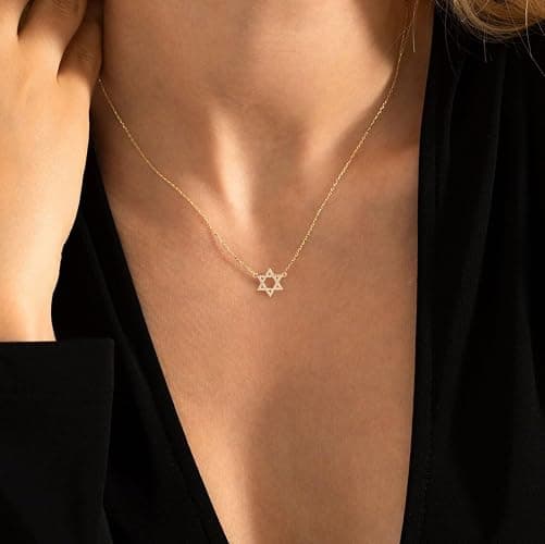 LLWOM Gold Necklace for Women-14k Gold Plated Infinity Necklace Star Of David Necklace Evil Eye Cross Pendants Heart Dainty Gold Necklace For Women thumbnail 3