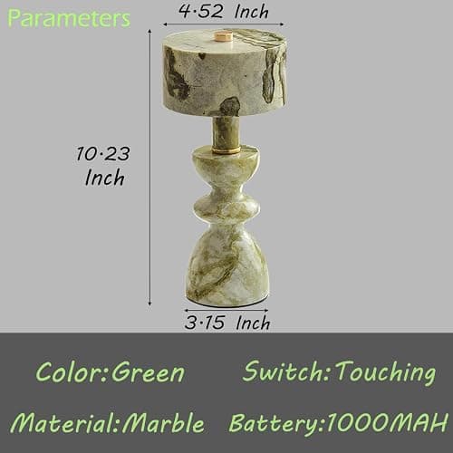 MIXL-Green Jade Marble Touch Lamp,Art Deco Table Light,Nordic Style Desk Lamp for Bedside Office and Living Room thumbnail 9