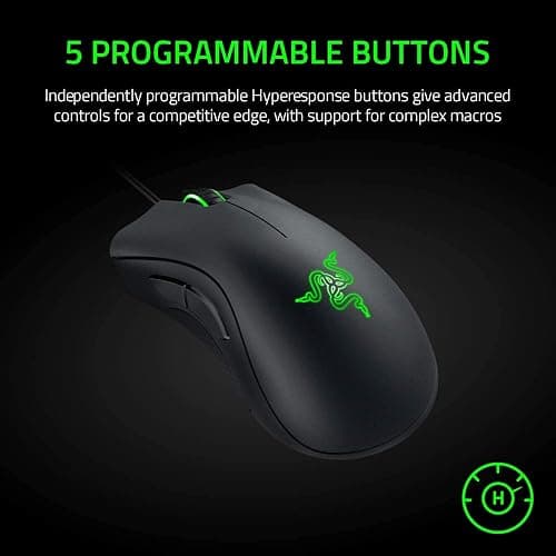 Razer DeathAdder Essential Gaming Mouse: 6400 DPI Optical Sensor - 5 Programmable Buttons - Mechanical Switches - Rubber Side Grips - Classic Black thumbnail 4