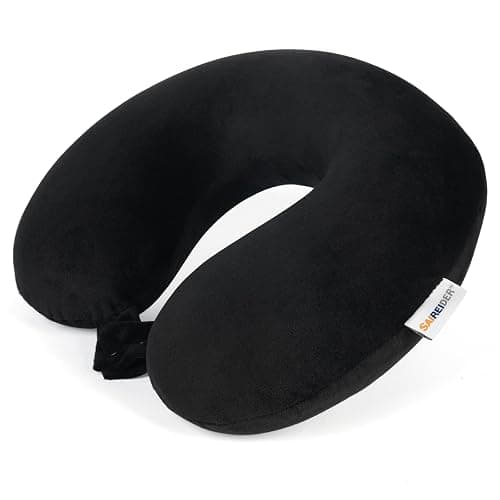 SAIREIDER Travel Pillow 100% Pure Memory Foam Travel Neck Pillow, Airplane Pillow for Traveling、Car、Home、Office,Washable Cover(Black) - Image 1