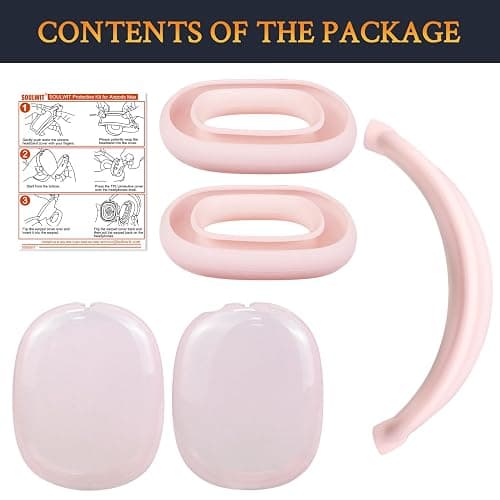 SOULWIT Protective Kit for AirPods Max, Headband Cover + TPU Case Protector + Silicone Ear Pads Cover, Sweatproof Accessory, Easily Washable, Anti-Scratch (Pink) thumbnail 3