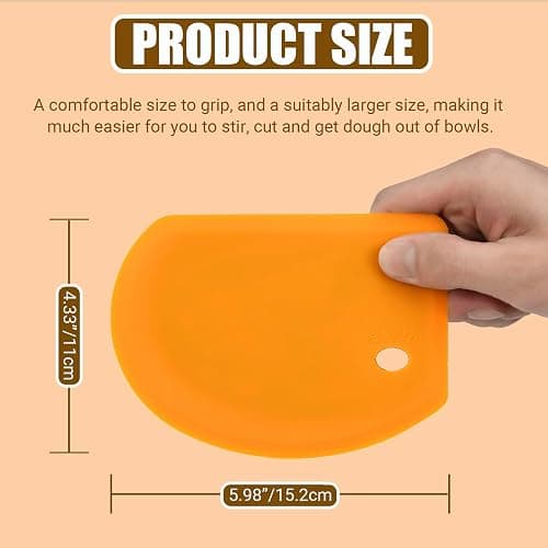 Sapid Flexible Curved Edge Silicone Bowl Scraper(5.98"×4.3"), Food Grade Dough Scraper for Baking Sourdough Bread, Cake, Bench Scrapers, Multipurpose Kitchen Dish Scrapers, Easy to Clean (1, Orange) thumbnail 2