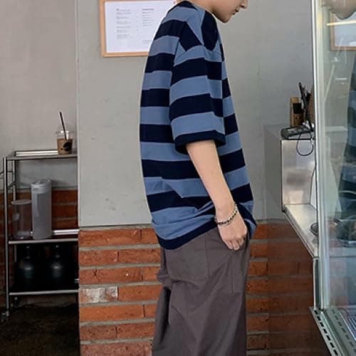 LAVASEON Harajuku Oversized Striped T-Shirt Long Sleeve Crew Neck Casual Matching Couple Streetwear Pullover thumbnail 7