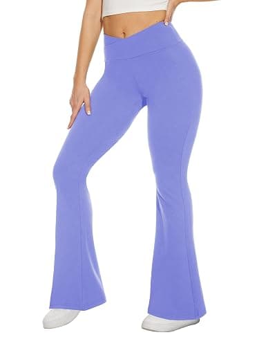TNNZEET Black Flare Leggings for Women, Crossover Yoga Pants with Pockets Bootcut Flared Leggings - Image 1