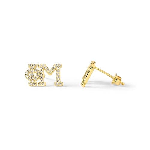 Sorority Shop Phi Mu Earrings — PM 18K Gold Plated Sorority Gifts Earrings, Long-Lasting Phi Mu Gifts for Women - Image 1