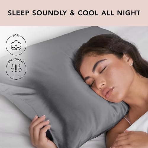 Kitsch Satin Pillowcase with Zipper for Hair & Skin, Softer Than Silk Pillow Cases Queen, Wrinkle-Free, Smooth and Cooling Satin Pillow Covers, Standard Size 19"x26" - Charcoal thumbnail 4
