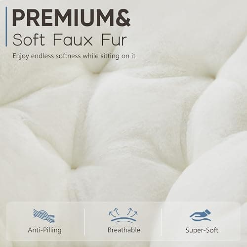 DUMOS Comfy Saucer Chair, Faux Fur Lounge Seasting XL Circle Chair for Bedroom, Dorm & Gaming, Foldable Fashion Accent Seat for Small Spaces, Folding Moon/Mushroom/Round Oversized Style thumbnail 5