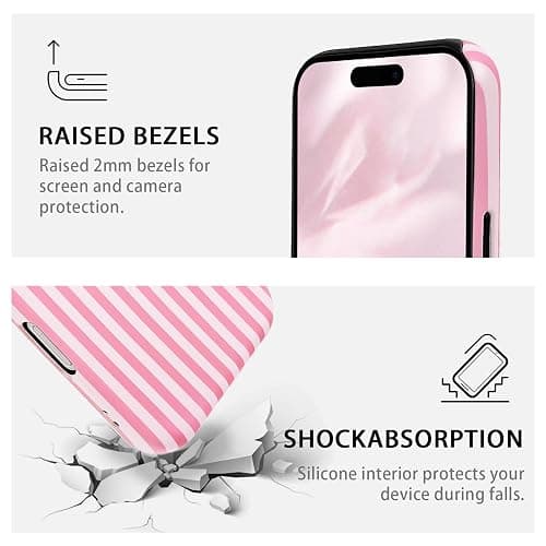 NITITOP for iPhone 16 Plus Case Magnetic Stripe - Pink | Cute, Compatible with MagSafe, Matte, Vertical, For girl woman man boy, Dual-Layer Soft TPU Hard Back, Shockproof thumbnail 5