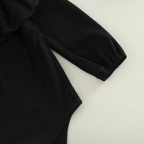 SAYOO Newborn Baby Girl Clothes Infant Rib Frill Long Sleeve Romper Floral Flared Pants Headband 3pcs Fall Winter Outfits thumbnail 6