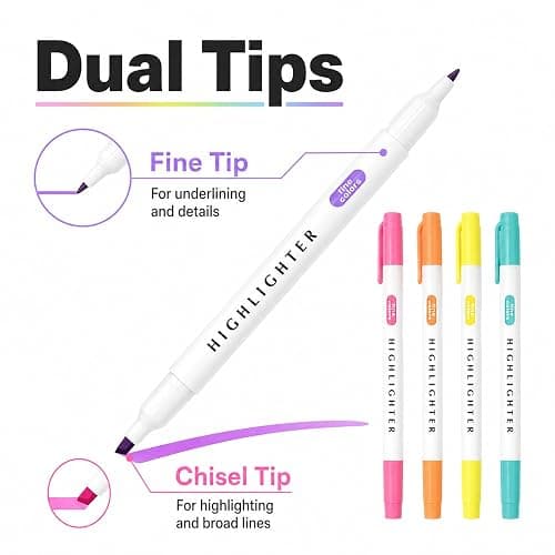 YOOUSOO 25 Pack Pastel Highlighters Assorted Colors No Bleed | Dual Tip Chisel and Fine Tip Bible Highlighter, Fluorescent Highlighter Pens for Classroom School Student Office Journals thumbnail 3