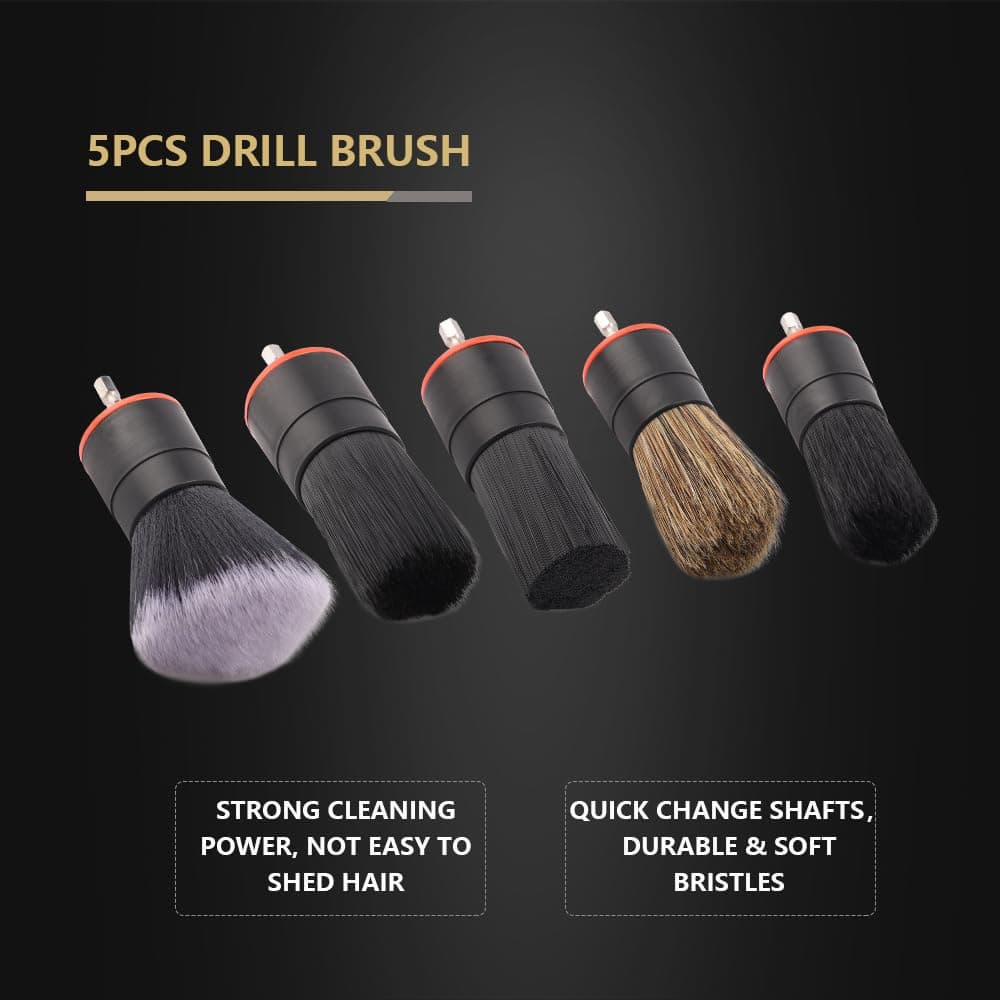SPTA Hair Drill Brush Attachment - 5 Pcs Mixed Drill Brush Head Set, Auto Detail Car Detail Brush for Cleaning Interior or Exterior thumbnail 4