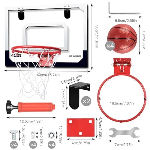 BOPEUY Panier de Basket Interieur, Mini Panier de Basket Enfant Interieur, Paniers de Baskets Mural avec 4 Ballons et Pompe à Air, pour Cadeau d'anniversaire Garcon Fille Ado Les 5 Ans et Plus Ans thumbnail 2