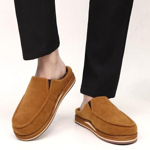 ONCAI Mens Slippers with Orthotic Arch Support,House Slippers Cotton-Blend High-Density Memory Foam Comfort Plantar Fasciitis Warm Slip-on Indoor Outdoor Rubber Sole Felt US Size 7-16 thumbnail 2