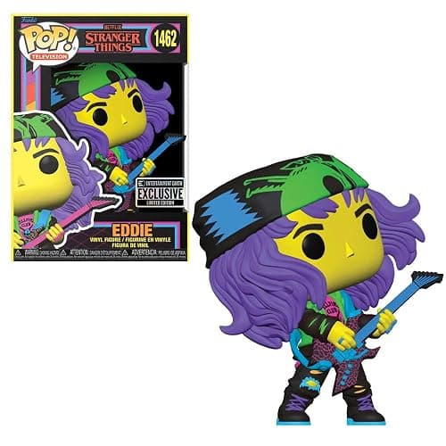 Funko Pop! Stranger Things Eddie with Guitar Blacklight Vinyl Figure #1462 - Entertainment Earth Exclusive - Image 1