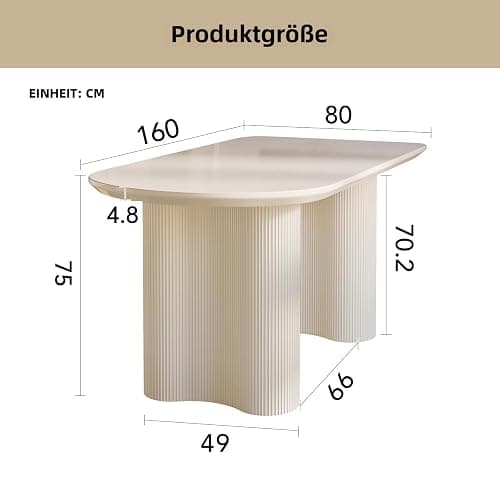 Miuuod 62,99" Esstisch, Moderner Küchentisch für 6 Personen, Indoor Esstisch für Küche, Bar, Wohnzimmer, Kleiner Raum, Cremeweiß, Nur Tisch - 160cm Nur Tisch - Weiß thumbnail 2