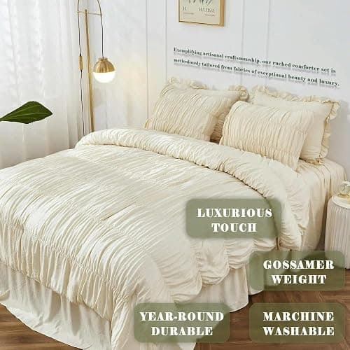 QIUMING Flauschiges Bettbezug-Set im Bohemian-Stil, knitterfrei, für alle Jahreszeiten, mit Bettbezug und Kissenbezug, Doppelbett, Queensize-Bettbezug-Set thumbnail 5