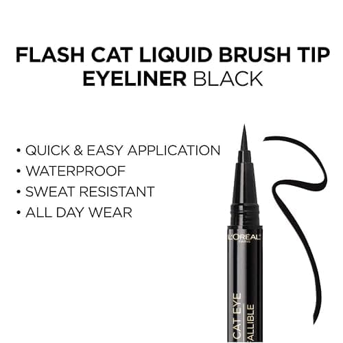 L'Oreal Paris Makeup Infallible Flash Cat Eye Waterproof Liquid Eyeliner, Black, 0.44 oz. thumbnail 8