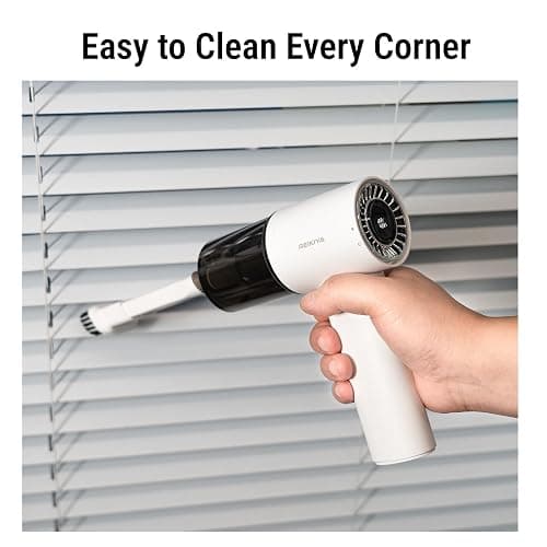 Small Car Vacuum Cleaner Cordless Portable& Rechargeable Air Duster White | 14kpa high power brushless motor, 150000rpm, 3600mAh*2 battery, with led green light, for home office car detailing cleaning thumbnail 4
