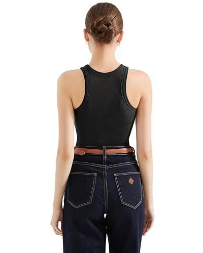 SUUKSESS Women Padded Cotton Ribbed Tank Tops High Neck Racerback Basic Tops thumbnail 5