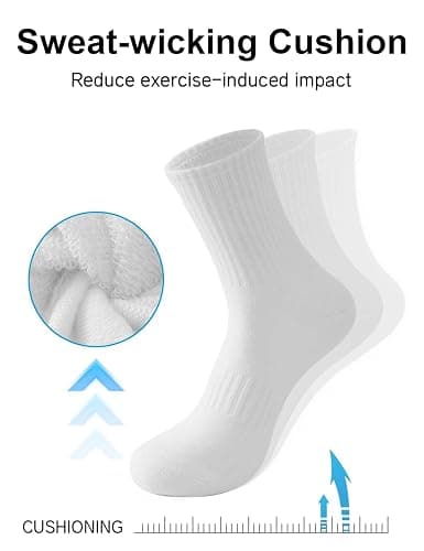 Irisbear Cushion Crew Socks for Women Cotton Running Hiking Athletic Long Socks for Women 5 Pairs thumbnail 4