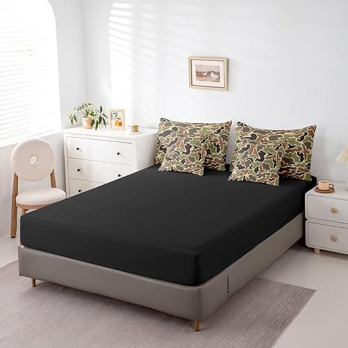 Feelyou Duck Hunter Green Camouflage Hunting 7 Pieces Bedding Set, Queen Size Black Brown All Season,Bed in a Bag with Comforter, Sheets, Pillowcases Camo Army Bed Set Breathable Wild Room Decor thumbnail 5