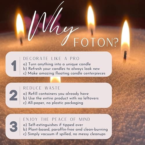 Foton Pearled Candle 18 Oz - Misty Monte Sandalwood Jasmine Scented Non Toxic Luxury Long Lasting Powder Candles up to 120 Hours - Refillable Candle Sand with 30 Wicks for Candle Making thumbnail 8