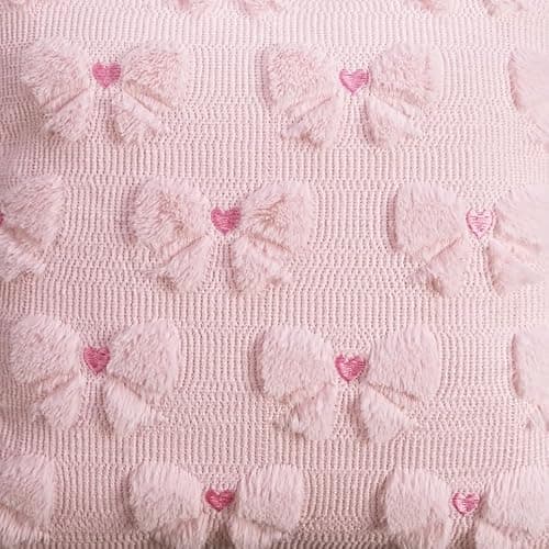 Merrycolor Light Pink Bow Body Pillow Covers 20x54 Inch Embroidered Love Heart Pattern Cute Girl Coquette Room Decor Pillowcase Long Body Pillowcase with Zipper for Preppy Room Decor Bedroom Couch thumbnail 3