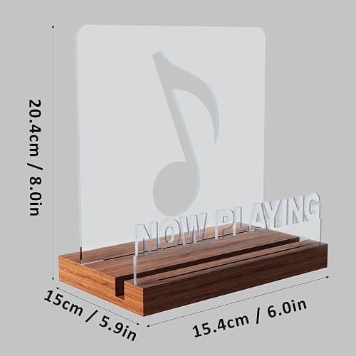 CoolGift Mart Now Playing Vinyl Record Stand, Light up Record Holder, Wooden Acrylic Display with Warm White Lights for Albums, Room Decor, for Vinyl Lovers thumbnail 2