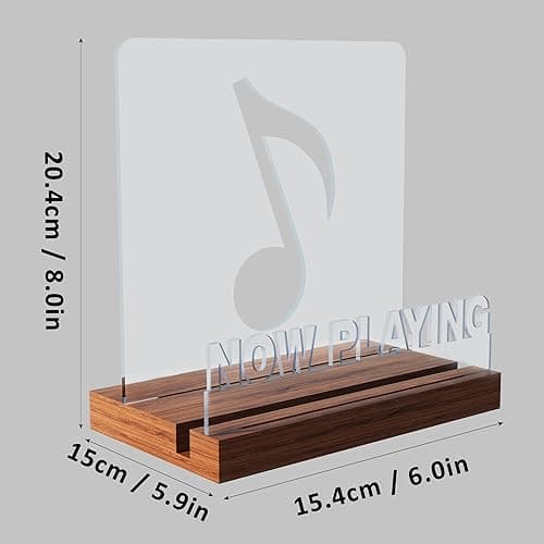 CoolGift Mart Now Playing Vinyl Record Stand, Light up Record Holder, Wooden Acrylic Display with Warm White Lights for Albums, Room Decor, for Vinyl Lovers thumbnail 3