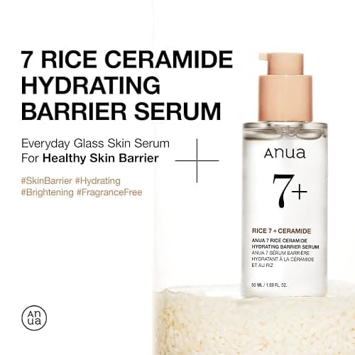 Anua Rice Ceramide 7 Hydrating Barrier Serum, Moisturizing Face Serum, Non-comodogenic, Hyaluronic Acid, Niacinamide, Lightweight, Fragrance Free, Sensitive Dry Skin, Korean Skincare, 1.69 fl oz thumbnail 2