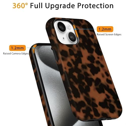 BayPastel X Compatible with iPhone 15/14/13 Case Tortoise Design, [Military Grade Protection], 8FT Drop Resistant Shockproof Heavy Duty Phone Case Cover Women for iPhone 15/14/13 6.1”,Turtle Shell thumbnail 3