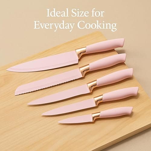 DANFFI 19-Piece Pink Kitchen Utensil Set – Silicone Cooking Tools with Wooden Handles, Non-Stick & Heat Resistant, Includes Knives, Scissors & Cutting Board – BPA-Free Kitchen Accessories thumbnail 6