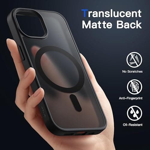 JETech Magnetic Case for iPhone 14 6.1-Inch Compatible with MagSafe, Translucent Matte Back Slim Shockproof Phone Cover (Black) thumbnail 4