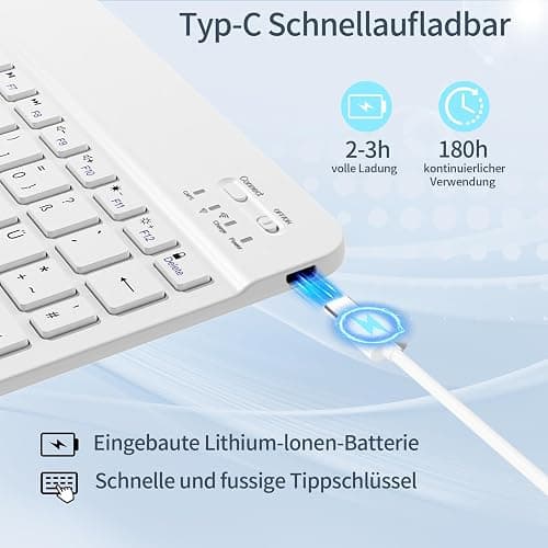 GKABXY Hülle mit Tastatur für iPad Air 11 Zoll 2025 2024 (M3/M2), iPad Air 5 4 2022/2020 10,9 Zoll, Soft TPU Rückschale mit Stifthalte, magnetisch Abnehmbare Folio Tastatur hülle, Grau thumbnail 7