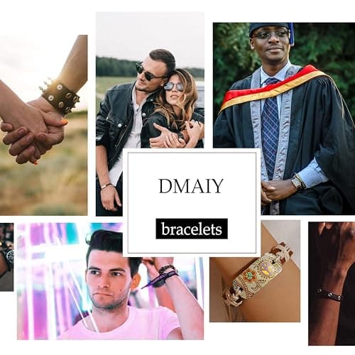 Dmaiy Leather Music Bracelets Braided Beaded Bracelet Black Stackable Bracelets for Women and Men - Brown music thumbnail 7