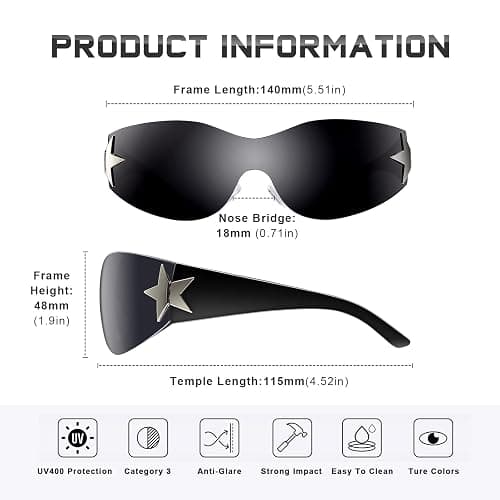 Eiuizah Y2k Sunglasses for Women Men Shield Wrap Around Fashion Sunglasses Trendy Oversized Frameless Sun Glasses thumbnail 4